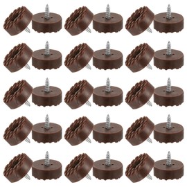 PATIKIL 24mm Screw-On Rubber Feet for Furniture, 60 Pcs Non Slip Furniture Pads Chair Glides Table Leg Protectors for Hardwood Floor Cutting Board Electronics, Brown