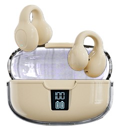 Earclip Bluetooth Earphone Wireless Digital Display Universal for Sports Work Life Skin Color