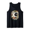 Crescent Moon with Flowers and Mushrooms Celestial Botanical Tank Top