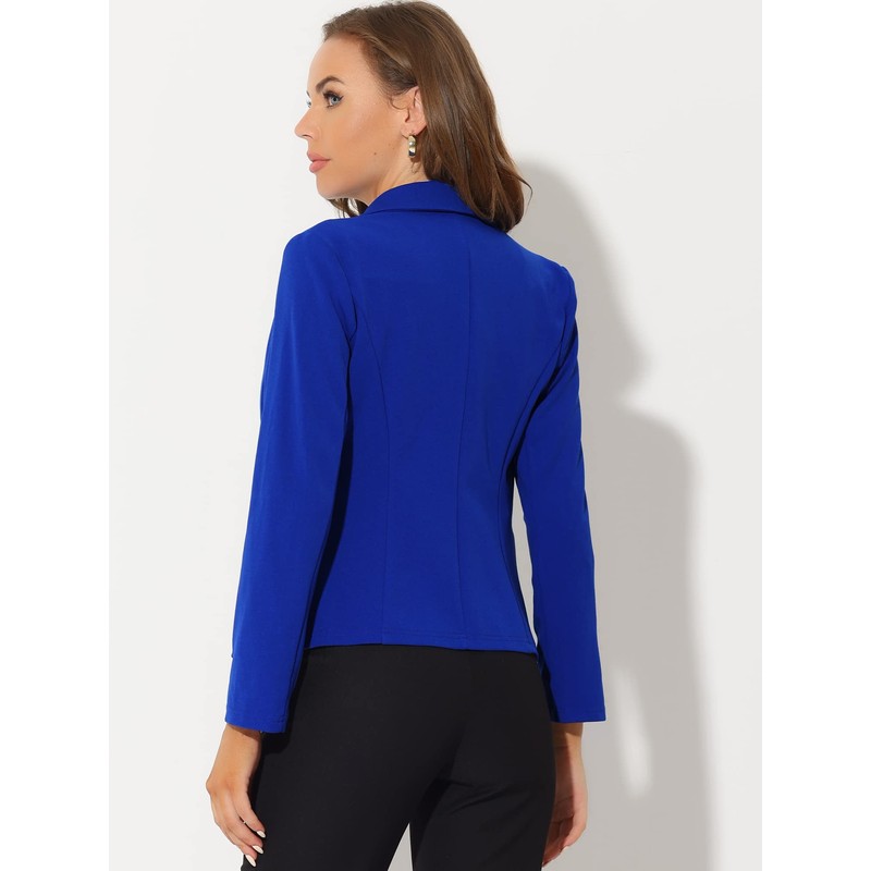 Allegra K Women's Work Office Blazer Stretch Lapel Collar Long