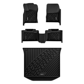 LASFIT Floor Mats Fit for Jeep Grand Cherokee 2016-2021, Custom Fit TPE All Weather Waterproof Car Mats 1st & 2nd & Cargo Liner, Black