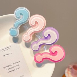 8Pcs Funny Question Marks Shape Hair Clips 4 Colors Women Girls Hair Accessories, 2.2"