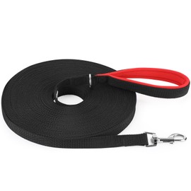 HAPPY HACHI Dog Training Lead, Long Line Nylon Leash for Small Medium Large Dogs Puppy Pets Recall Training, Obedience Tracking, Backyard (Black, 30m/98ft)