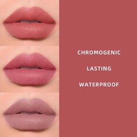 KWOLYKIM 3 Pack Sweet Matte Liquid Lipstick Set, Lip Gloss Set Waterproof Long Lasting Non-Stick Cup, Cute Strawberry Matte Velvet Lips Makeup Kit for Women 01