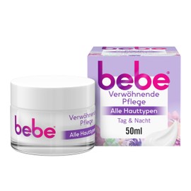 bebe Day & Night Cream (50 ml), Moisturising Face Cream for All Skin Types, Nourishing Day and Night Cream with Moon Blossom and Vanilla Fragrance, Vegan