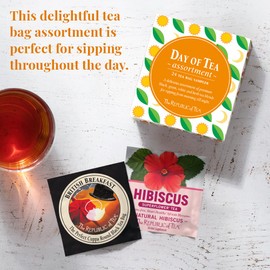 The Republic of Tea – Day of Tea Assortment Sampler, 24 Individually Wrapped Tea Bags, Black Tea, Green Tea, Herbal Tea