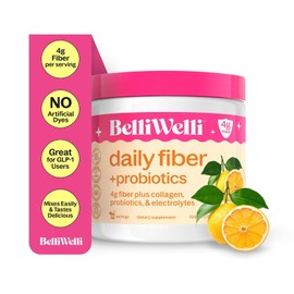 Belli Welli- Suplemento diario de fibra en polvo con colágeno, probióticos y electrolitos | Apoya la salud digestiva,