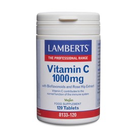 Lamberts Vitamin C 1000mg – with 150mg Bioflavonoids & 100mg Rose HIPS – Immune Support – 120 Tablets