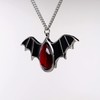 Gothic Black Bat Wings and Blood Red Stone Pewter Pendant