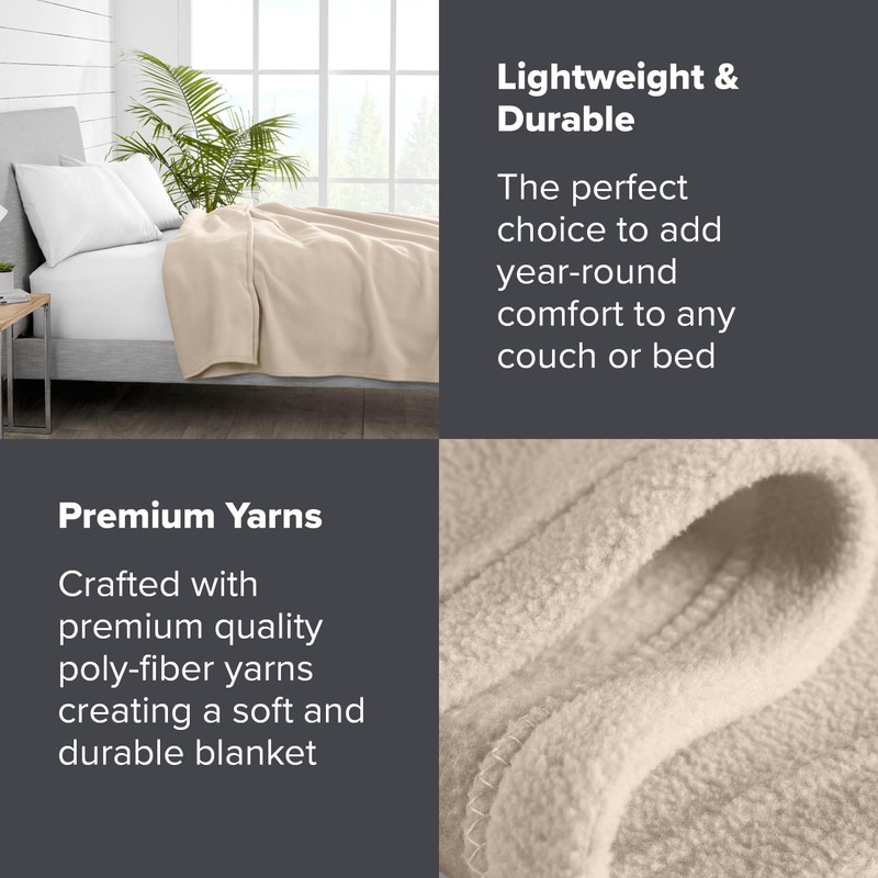 Bare Home Polar Fleece Blanket - Throw Blanket - Sand