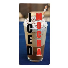 genetic/unbranded Vertical Vinyl Banner Multiple Sizes Iced Mocha Restaurant Food Bar Outdoor - 144x60inches