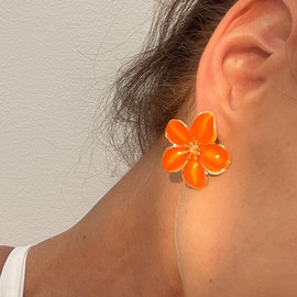 Flower Earrings for Women Color Boho Statement Earring Unique Trendy Floral Earrings Spring Jewelry (orange)