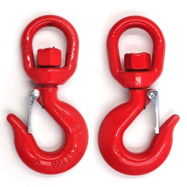 (2 Pack) 1 Tons Lifting Swivel Hook with Safety Latch 3/4'' and 2200 lbs Load Capacity, Heavy Duty Swivel Lifting Hook for Lifting