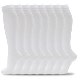 Hello Momoya Compression Socks for Women Men Circulation Knee High 8 Pairs for Nurses, Running, Travel, Athletic(S/M,White)