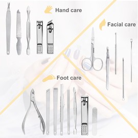 Yougai Yougai Nail Clippers set for Men and Womens Gift Manicure Set 18 Pieces Stainless Steel Manicure Kit,Nail Care Tools with Luxurious Travel Case
