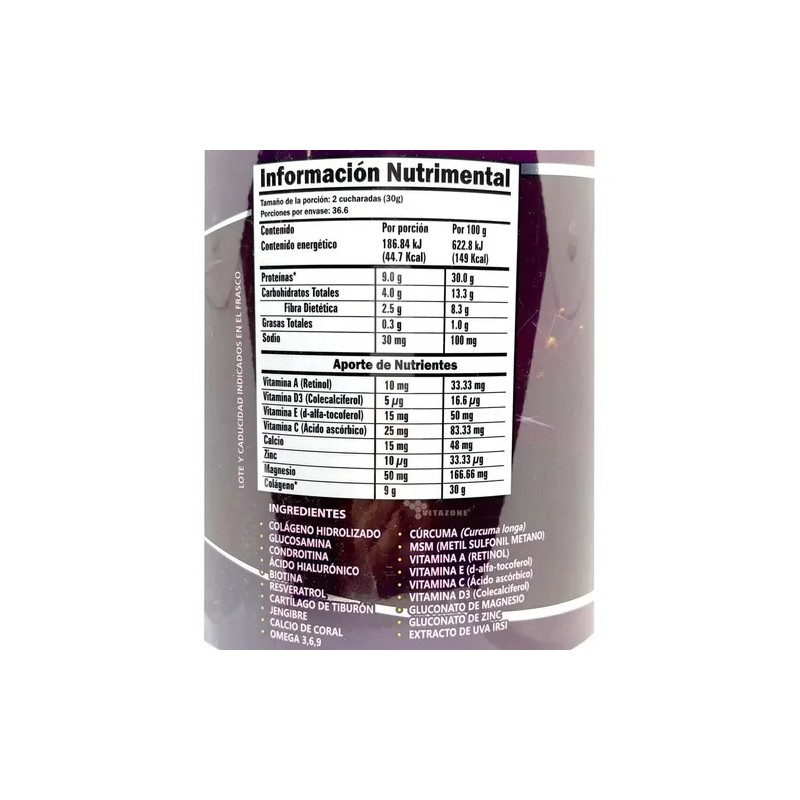 Colágeno Hidrolizado Glucosamina Biotina Uva 2 Botes De 1.1