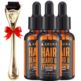 ABERA Suero Para El Crecimiento Del Cabello - Tratamiento Natural Para El Crecimiento Del Cabello Y La Barba Con Biotina Y Aceite De Ricino (3 Sueros + Regalo)