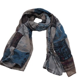 Eternal Leaf FT25214 Vintage Stole, Large, Retro Print, Thin, Gauze Stole, Men's, Women's,, 02.gray