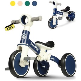 LOL-FUN Baby Balance Bike Toy for 1 2 Year Old Boys Girls Gift Toddler Tricycle 1-3 Year Old with Removable Pedal, 4 in 1 Trike for Ages 1-3 Present