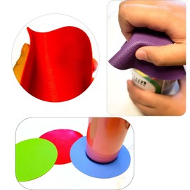 Deofun 4pcs Rubber Jar Opener Bottle Gripper Non Slip Pad Multi-function Can Opener for Seniors with Arthritis Weak Hands (Circle One)