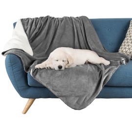 PETMAKER Dog Blanket - 60x80in Reversible Sherpa Blanket - Throw Blankets for Bed, Couch, Crate, or Car - Machine Washable Puppy Essentials (Gray)