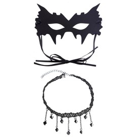 COACOM 1 Black Mask, 1 Jewellery Shop, Masquerade Performance Props, Women Model Decorations, Party Costume Accessories