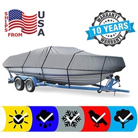 Grey Boat Cover for Skeeter SL 1900 W/O TROLLING Motor 2020, Trailering Storage Mooring