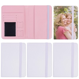 Framendino, 4 Pack Sublimation Passport Holder Cover Leather Blanks Heat Transfer Wallet Pink White