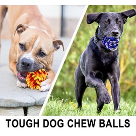 Large Dog Chew Toys for Aggressive Chewers, 6 Pack Almost Indestructible Dog Balls for Large Dogs, Heavy Duty Dental Cotton Dog Rope Toy for Medium Dogs, Puppy Teething Chew Toys