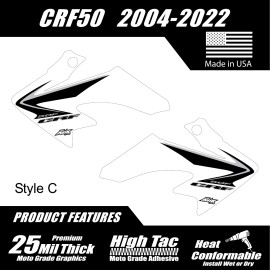 Honda CRF50 Shroud Graphics Red 2004-2022 Style C white FREE SHIPPING!!!