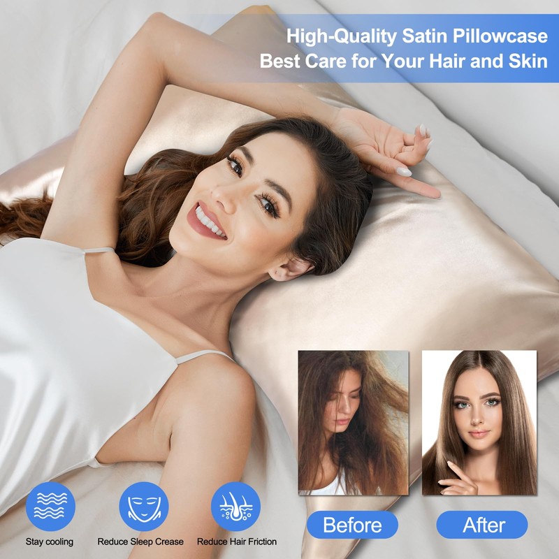 Side Sleeper Pillow Cases, Curved Pillow Satin Pillowcase with Full