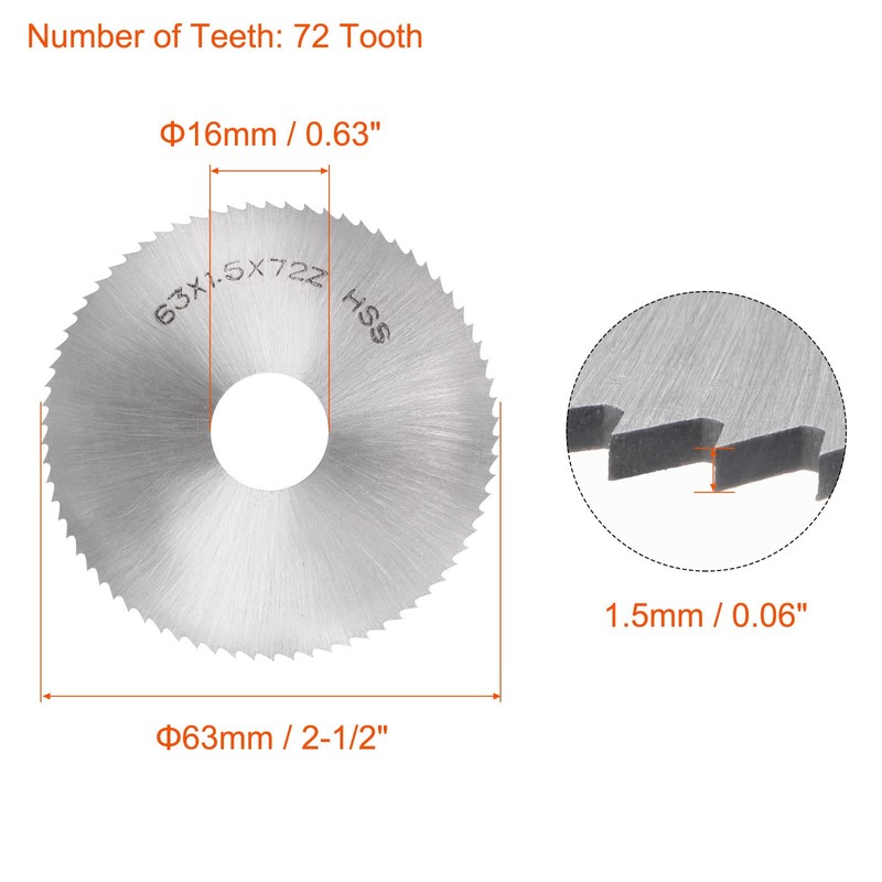 uxcell Circular Saw Blade, 63mm (2-1/2") Dia 1.5mm Thick 72