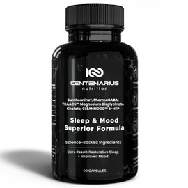 Centenarius Nutrition Sleep and Mood Formula with L-Theanine, 5-HTP, PharmaGABA + More for Sleep + Enhanced Mood & Stress Levels (60 Count)