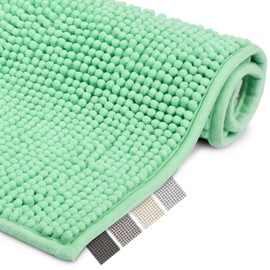 Beautissu Bath Mat Non-Slip 50 x 80 cm Chenille Bathroom Rug Fluffy Bath Mat Non-Slip Washable Bath Mat Bathroom Shower Mat Bath Mat Light Green - BeauMare WR