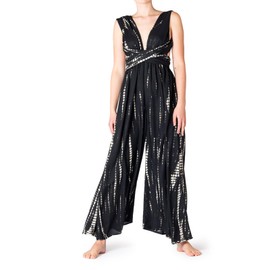 PANASIAM Infinity Trouser Dress Tie-Dye - Elegant Women's Tie Dye Jumpsuit, Wrap Trouser Skirt with Wide Legs - Party, Holiday, Wedding, black white, M