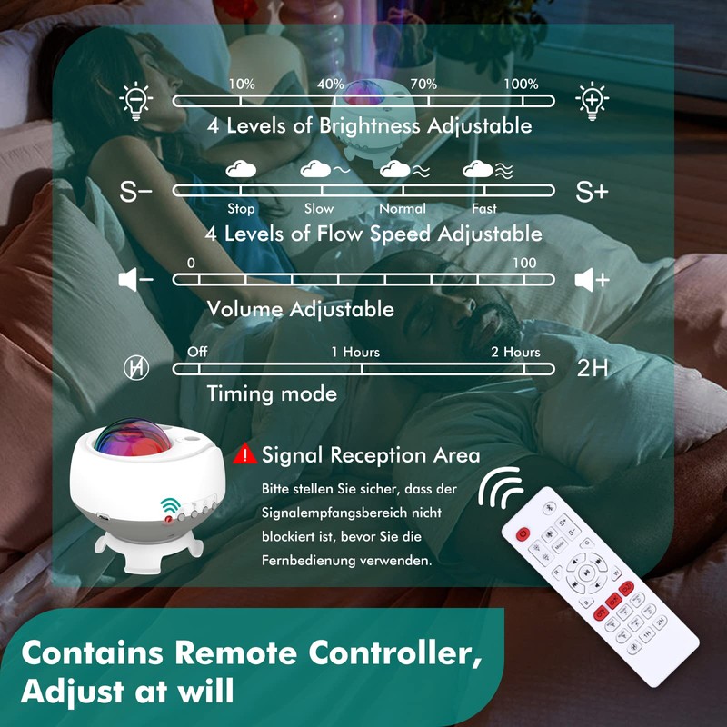 Sternenhimmel LED Projektor Kinder, Lampe Bluetooth Lautsprecher, Zimmer Deko Licht