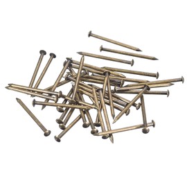 uxcell 140Pcs Small Tiny Nails 1.5x25mm(DxL) Tiny Brass Nails Hardware Round Head Brass Nail for Wooden DIY Projects Decorative Boxes Household, Bronze Tone