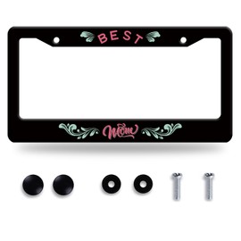 Best mom License Plate Frame Love mom License Plate Frames Stainless Steel Accessories Cars Decor with 2 Holes and Screws Fits Standard US CA Vehicles Size 12.2 x 6 Inches