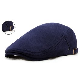 crazy bean Flat Caps Vintage Style Newsboy Cap Duckbill Hat Adjustable Golf Hunting Shooting Driving Hat Navy