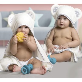 Set of 2 Bamboo Hooded Baby Towels – Luxurious, Large and Super Absorbent – 30 x 30 Inch – Soft and Suitable for Infants, Toddlers and Kids – 400 GSM