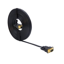 DTECH 10M D-Sub 15pin Male to D-Sub 15pin Male Ultra Thin Flat Design Black Display Cable VGA Cable