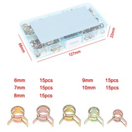 Smgda 75個 燃料ラインホース スプリングクランプ スプリングクリップ 自動車用交換用ファスナー シリコーン真空ホース 低圧エアクランプ パイプクランプ スチールワイヤー エアチューブ 水パイプクリップ サイズ:6mm 7mm 8mm 9mm 10mm