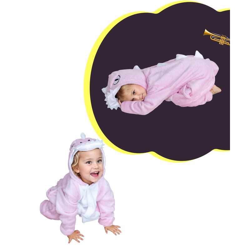 Seawhisper Children’s Dinosaur Costume, Girls’ Pink Jumpsuit, Carnival Costume, Fancy