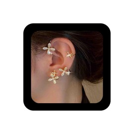 Enautoabs Sparkly Crystal Flower Ear Wrap Earring Gold Rhienstone No Piercing Wrap Earring Crystal Cuff Wrap Earring Cz Flower Crawler Wrap Earring Left Ear Cuff Earring Jewelry for Women