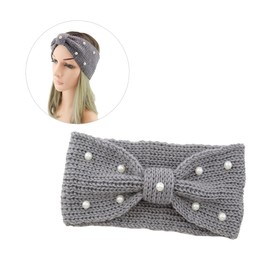 SHOWERORO 1pc Knit Woolen Bowknot Headband Cozy Dark Grey Winter Hair Accessory for Women Warm Knit Headwraps for Outdoor Activities and Chilly Days