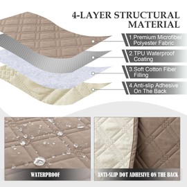 Genina Waterproof Couch Cover, Washable Anti-Slip 67 inch Sofa Covers with 3 Cushions, Sectional Couch Covers for Pets Friendly, Sofa Slipcovers for Dogs Cats, (67inch/Taupe)
