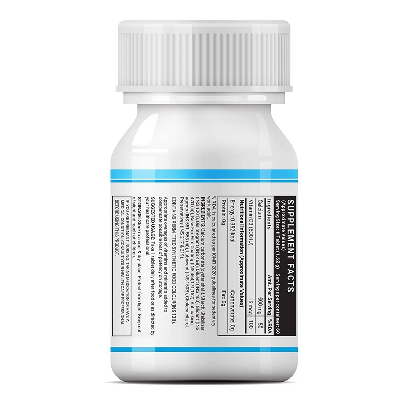  Genric Calcium 500 mg Vitamin D3 400 IU Supplement