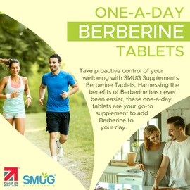 SMUG Supplements Berberine HLC British Made 98% Pure by SMUG Supplements - 365 Micro Tablets - One Year Supply - Suitable for Both Men and Women