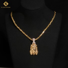 USA Warehouse Hip Hop Jewelry Ready to Ship Small Size Charms Iced Out Pendant 925 Silver VVS Moissanite Jesus Head Pendant MenColor: Gold