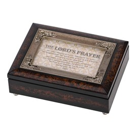 Dicksons The Lords Prayer, Walnut Finish 8 x 6 Inch Polymer Trinket Jewelry Music Box